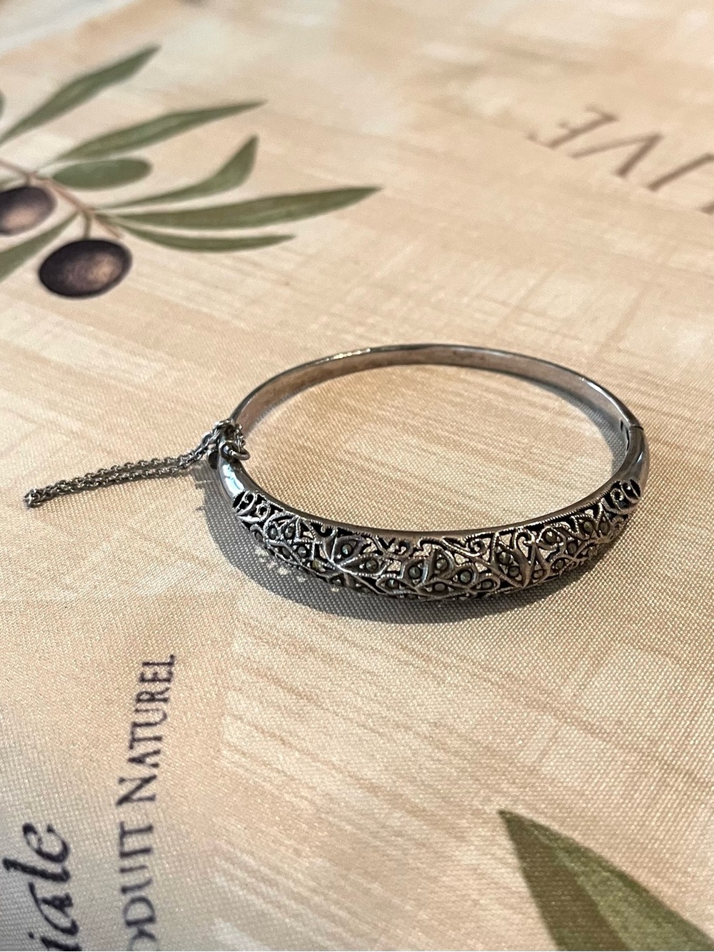 Silver Filigree Bangle Bracelet - Elegant Women's Jewelry